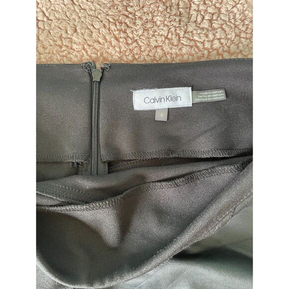 Calvin Klein Skirt Women's Sz 6 Blck Faux Wrap Asymmetrical Hem Knit Stretch NWT - Picture 2 of 5